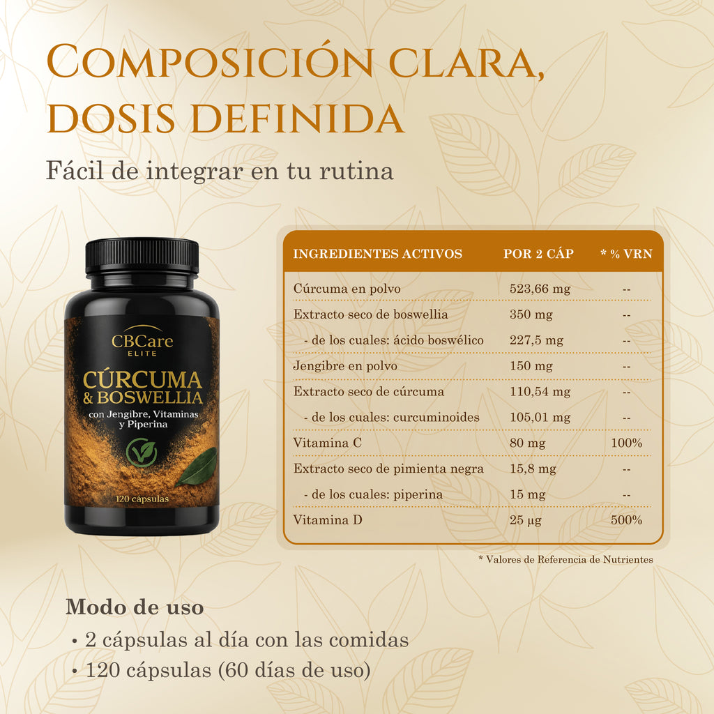 Curcuma + Boswellia CBCare Elite | Bienestar Articular | Antiinflamatorio | Alta Biodisponibilidad