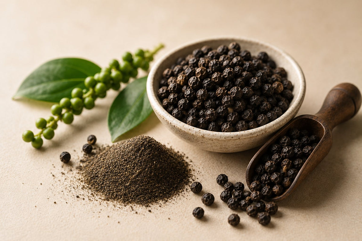 Pimienta negra rica en piperina utilizada para mejorar la absorción de los ingredientes de CBCare Elite.